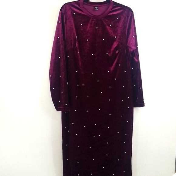 Deep Purple Velvet Dress w Pearl Embellishments Whimsigoth - Picture 1 of 8